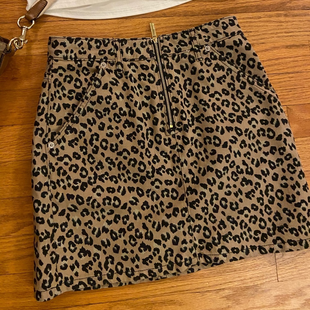 Top shop - moto leopard Jean skirt
